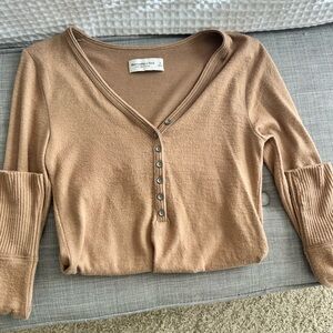 Abercrombie & Fitch Light Brown V-Neck Cardigan